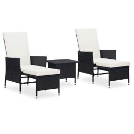 Garden lounge set black pe rattan foldable garden lounge set