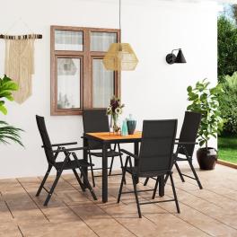Dining set black and brown pe rattan, wpc, aluminum standard