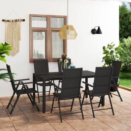 Dining set black pe rattan, wpc, aluminium 7 piece set