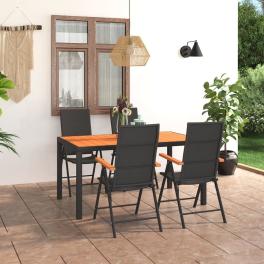 Dining set black and brown pe rattan, wpc, aluminium 5 piece set