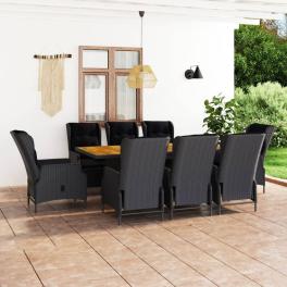 Outdoor dining set dark grey and black