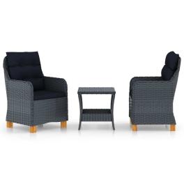 Garden lounge set dark grey poly rattan medium removable covers