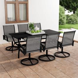 Dining set anthracite, grey powder-coated steel, textilene