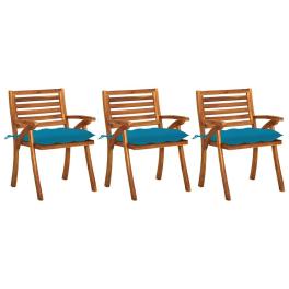 Patio dining chair set of 3 natural wood solid acacia wood medium