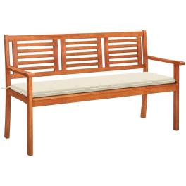 Bench cream solid eucalyptus wood, fabric (100% polyester) 59.1 in