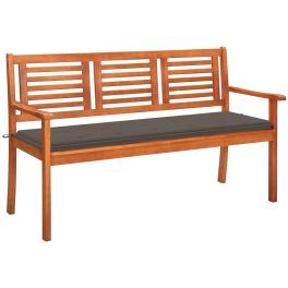 Bench eucalyptus wood natural with taupe cushion