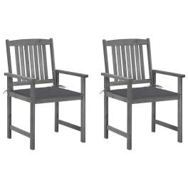 Garden chair set of 2 grey solid acacia wood medium durable