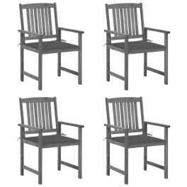 Garden chair set of 4 grey solid acacia wood standard tough