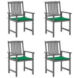 Patio chair set of 4 gray solid acacia wood standard durable