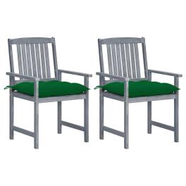 Patio chair set of 2 gray solid acacia wood standard durable