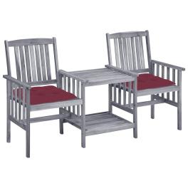 Patio chair with tea table gray, wine red