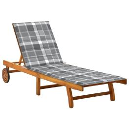 Sunlounger wood brown solid acacia wood standard