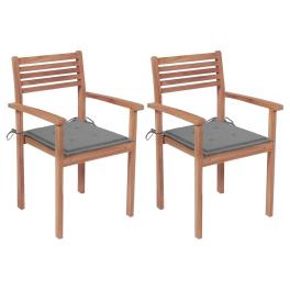 Garden chair set of 2 teak wood with a natural finish