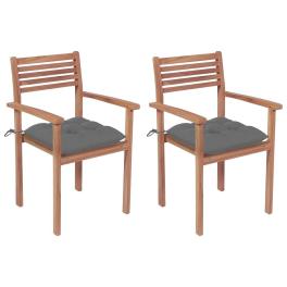 Garden chair set of 2 natural teak solid teak wood, 100% polyester