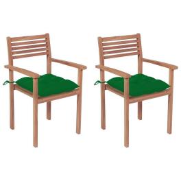 Patio chair set of 2 teak solid teak wood standard stackable