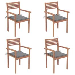 Garden chair set of 4 teak solid teak wood standard stackable