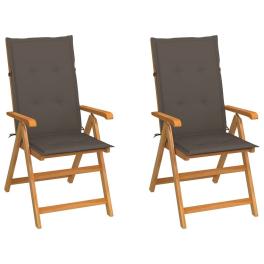 Garden chair set of 2 taupe, natural teak