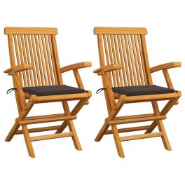 Patio chair set of 2 taupe fine sanded teak hardwood medium