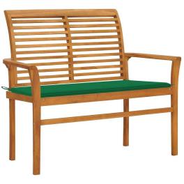 Garden bench teak wood color solid teak wood, fabric (100% polyester)
