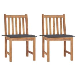 Garden chair set of 2 warm wood tone solid teak wood standard