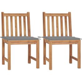 Patio chairs 2 pcs with cushions solid teak wood