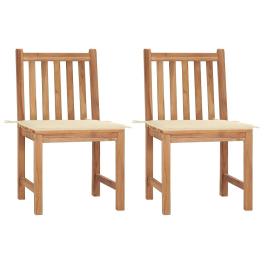 Patio chairs 2 pcs with cushions solid teak wood