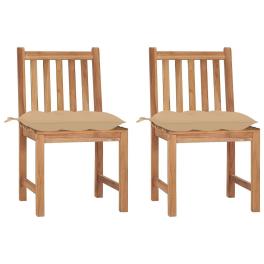 Patio chair set of 2 warm finish solid teak wood standard