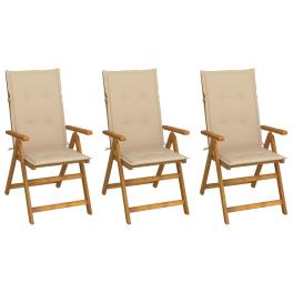 Garden chair set of 3 wooden brown, beige