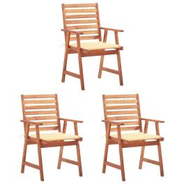 Outdoor chair set of 3 natural wood solid acacia wood standard