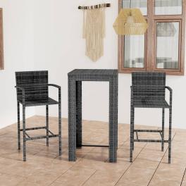 Garden bar set grey pe rattan, powder-coated steel medium