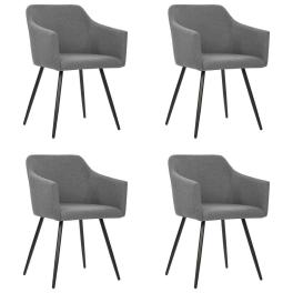 Dining chair set of 4 light grey fabric (100% polyester), metal