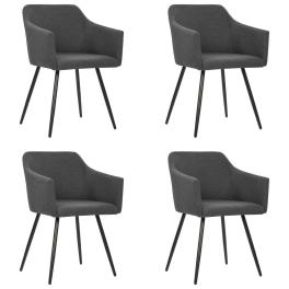 Dining chair set of 4 dark grey fabric (100% polyester), metal