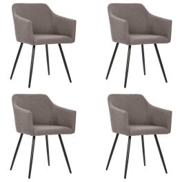 Dining chair set of 4 taupe fabric (100% polyester), metal medium
