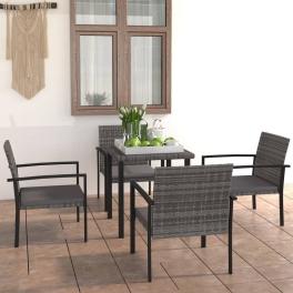 Dining set grey poly rattan 5 piece set light weight dining set