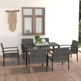 Dining set grey and black, grey cushions