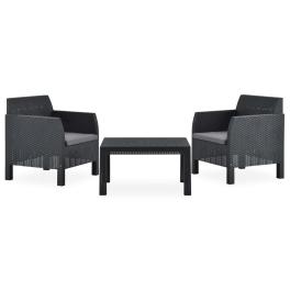 Garden lounge set anthracite polypropylene with rattan look