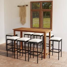 Garden bar set black solid acacia wood medium durable