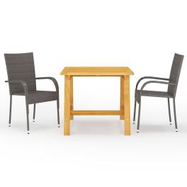 Dining set brown solid acacia wood standard lightweight