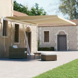 Retractable awning cream powder-coated aluminum 157.5 x 118.1 in