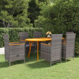 Dining set grey solid acacia wood expandable dining set