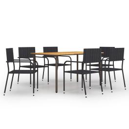 Dining set black solid acacia wood medium stackable