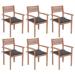 Stackable chair set of 6 natural teak