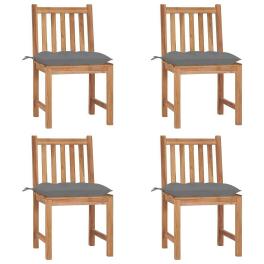 Patio chair set of 4 brown teak wood standard durable