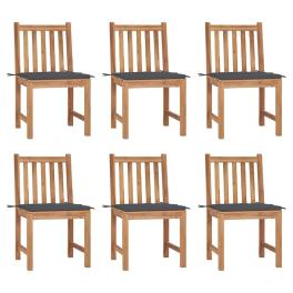 Garden chair set of 6 teak teak wood, polyester standard