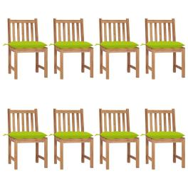 Patio chair set of 8 bright green cushions