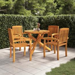 Garden dining set natural teak solid teak wood standard stackable