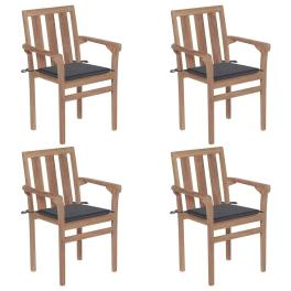 Stackable chair set of 4 anthracite