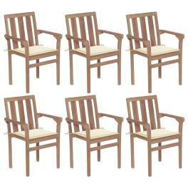 Stackable chair set of 6 natural teak teak wood, polyester