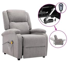Electric massage chair light grey fabric (100% polyester), metal