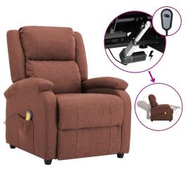 Electric massage chair brown fabric (100% polyester), wood, metal